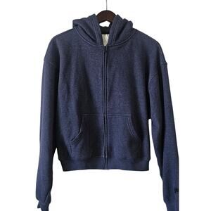 Fabletics Cropped Zip Up Hoodie Navy Blue Size L
